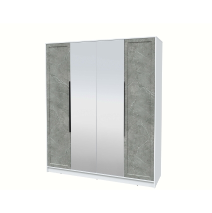 Шкаф распашной Тренд КТ-Ш4 (з) (Белый платинум ЛДСП/ Керамика ЛМДФ) Ш1800 В2128 Г547